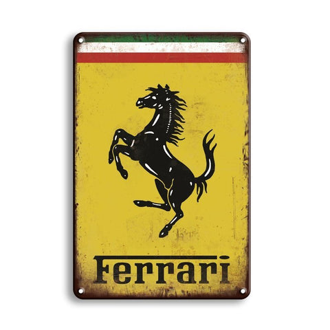 ブリキ看板 フェラーリ Ferrari ロゴ エンブレム レトロ ヴィンテージ インテリア ポスター