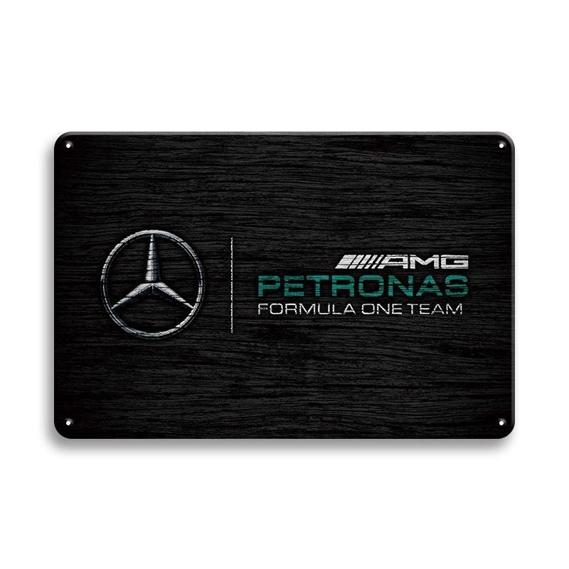 ブリキ看板 メルセデス AMG ペトロナス F1 レーシング チーム ロゴ ガレージ インテリア レトロ