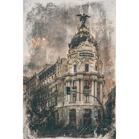 メトロポリス ブリキ看板 ヨーロッパ建築 パリ風 レトロ ビンテージポスター アンティーク風 インテリア 壁飾り 雑貨