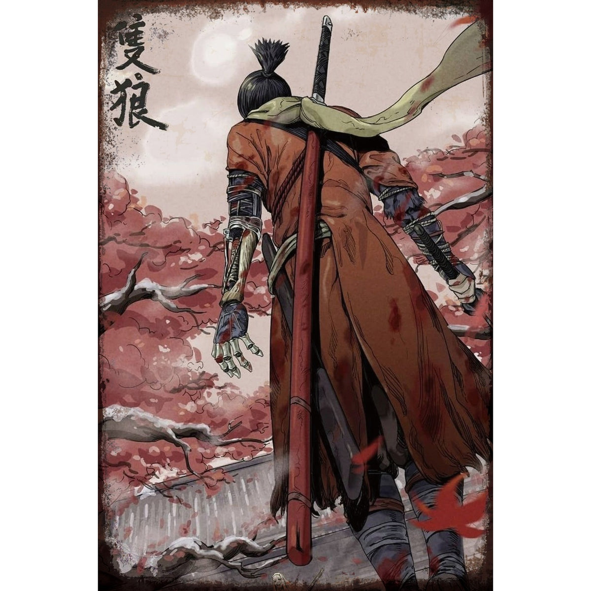 SAMURAI WARRIOR 桜 ブリキ看板 ジャパニーズアート 戦国風 インテリア