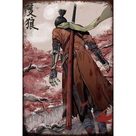 SAMURAI WARRIOR 桜 ブリキ看板 ジャパニーズアート 戦国風 インテリア