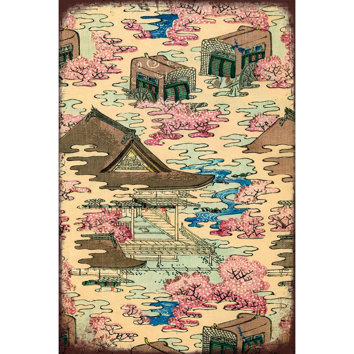 ブリキ看板 浮世絵 桜 和風 レトロ インテリア 日本風景 雑貨