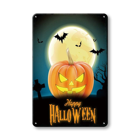 ハロウィン かぼちゃ ジャックオーランタン ブリキ看板 ヴィンテージ風 インテリア 雑貨
