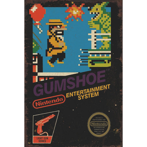 ブリキ看板 レトロ 任天堂 GUMSHOE NES ゲーム ポスター風
