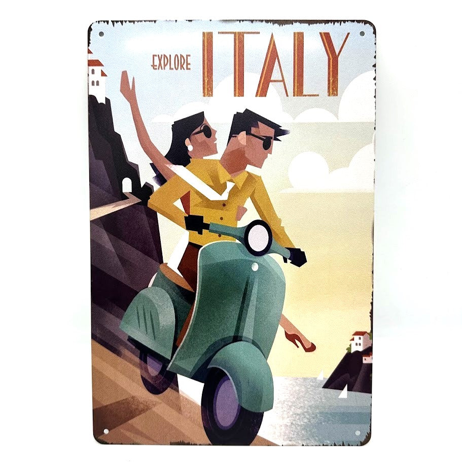 Italy ブリキ看板 ヴィンテージデザイン レトロバイク インテリア