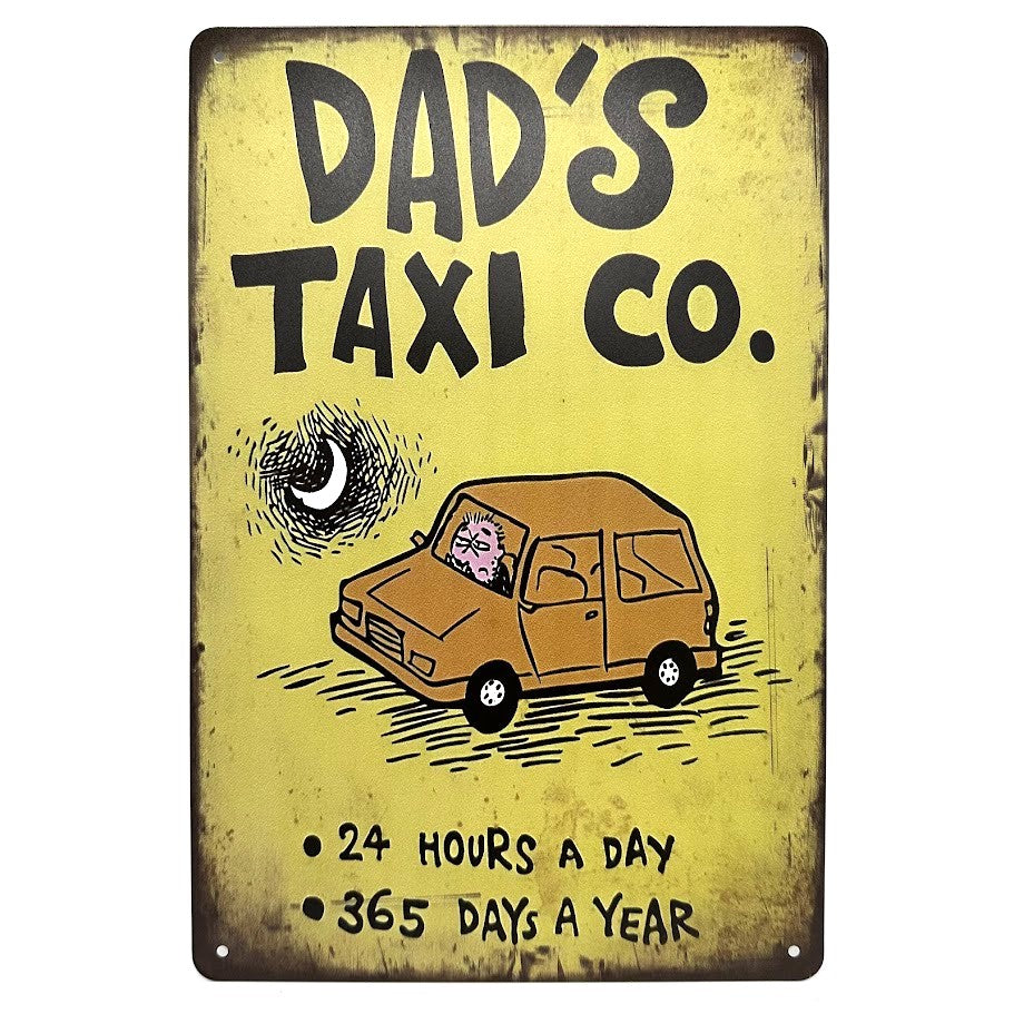 Dad's Taxi Co. ブリキ看板 ヴィンテージ風 ユーモア