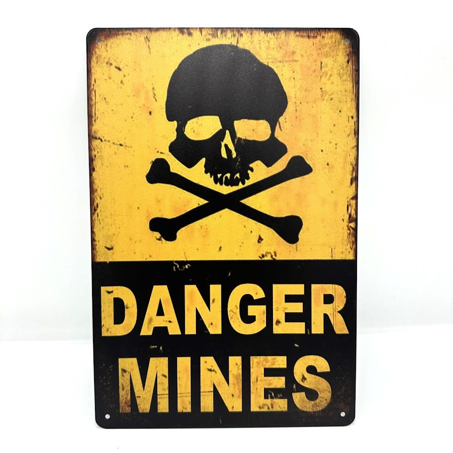 ブリキ看板 DANGER MINES スカル インテリア レトロ