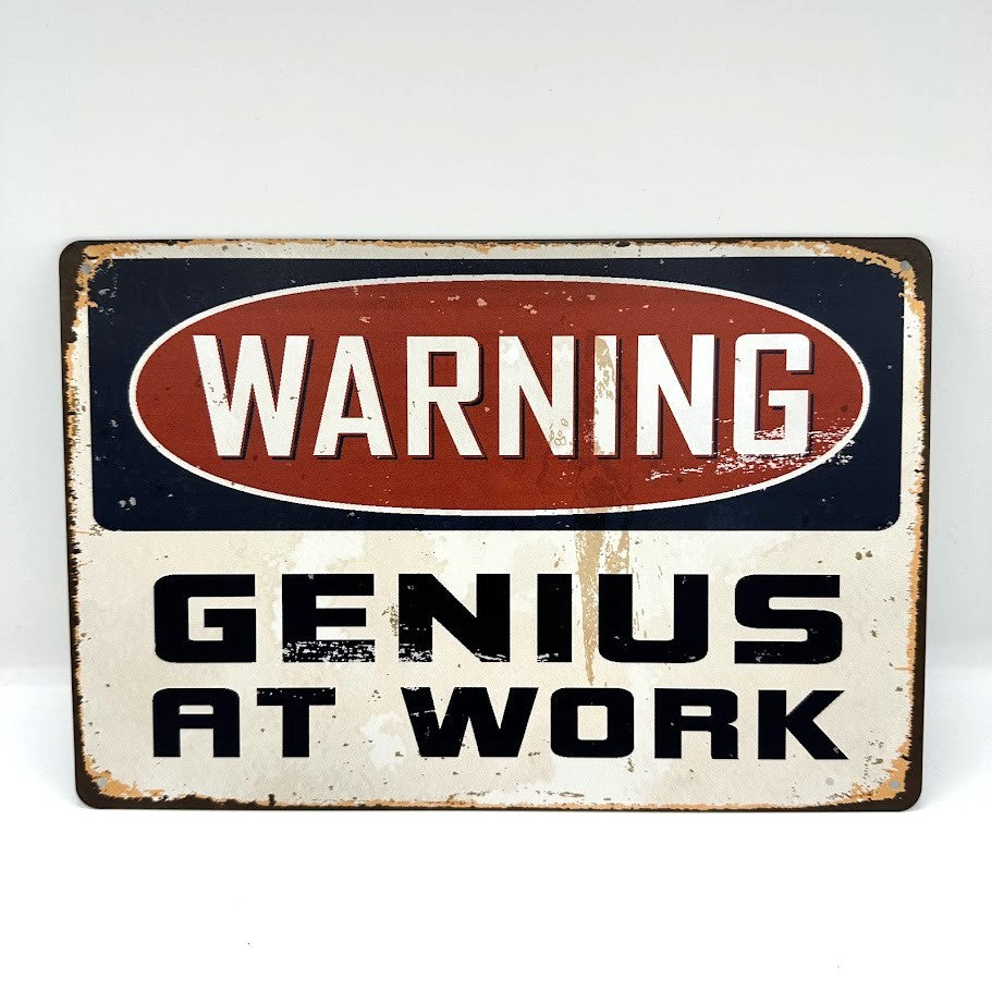 ブリキ看板 WARNING GENIUS インテリア レトロ