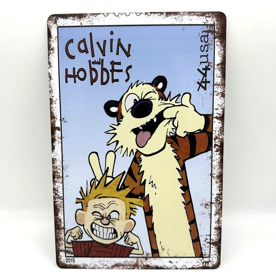 レトロ ブリキ看板 Calvin and Hobbes コミックスタイル
