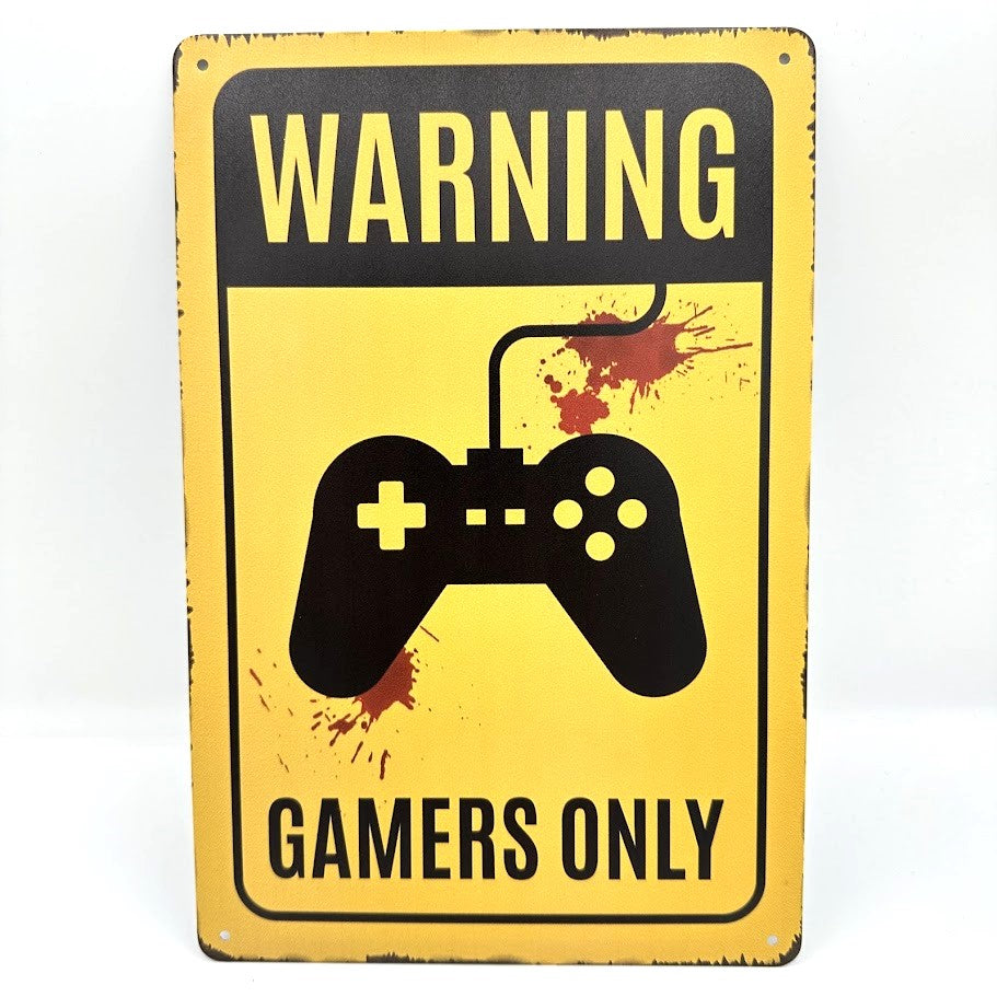 ブリキ看板 Warning Gamers Only ゲーム インテリア