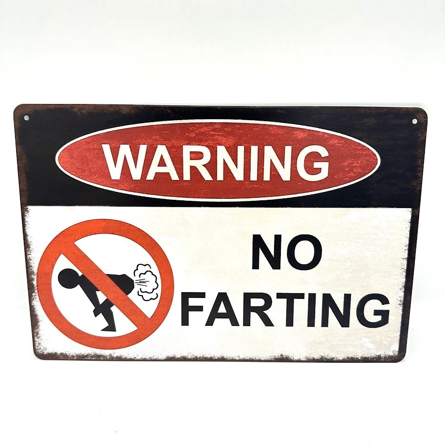 ブリキ看板 Warning No Farting おなら禁止 レトロ