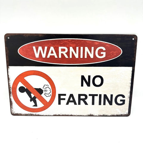 ブリキ看板 Warning No Farting おなら禁止 レトロ
