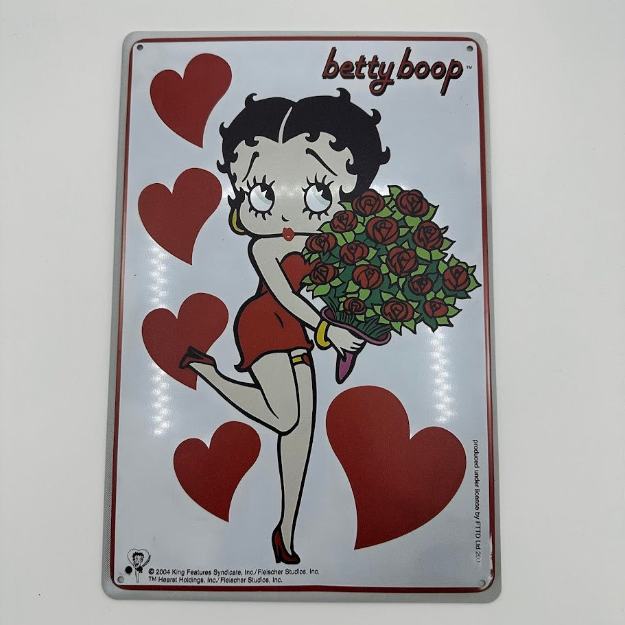 BettyBoop バラ ハート ブリキ 看板 レトロ インテリア