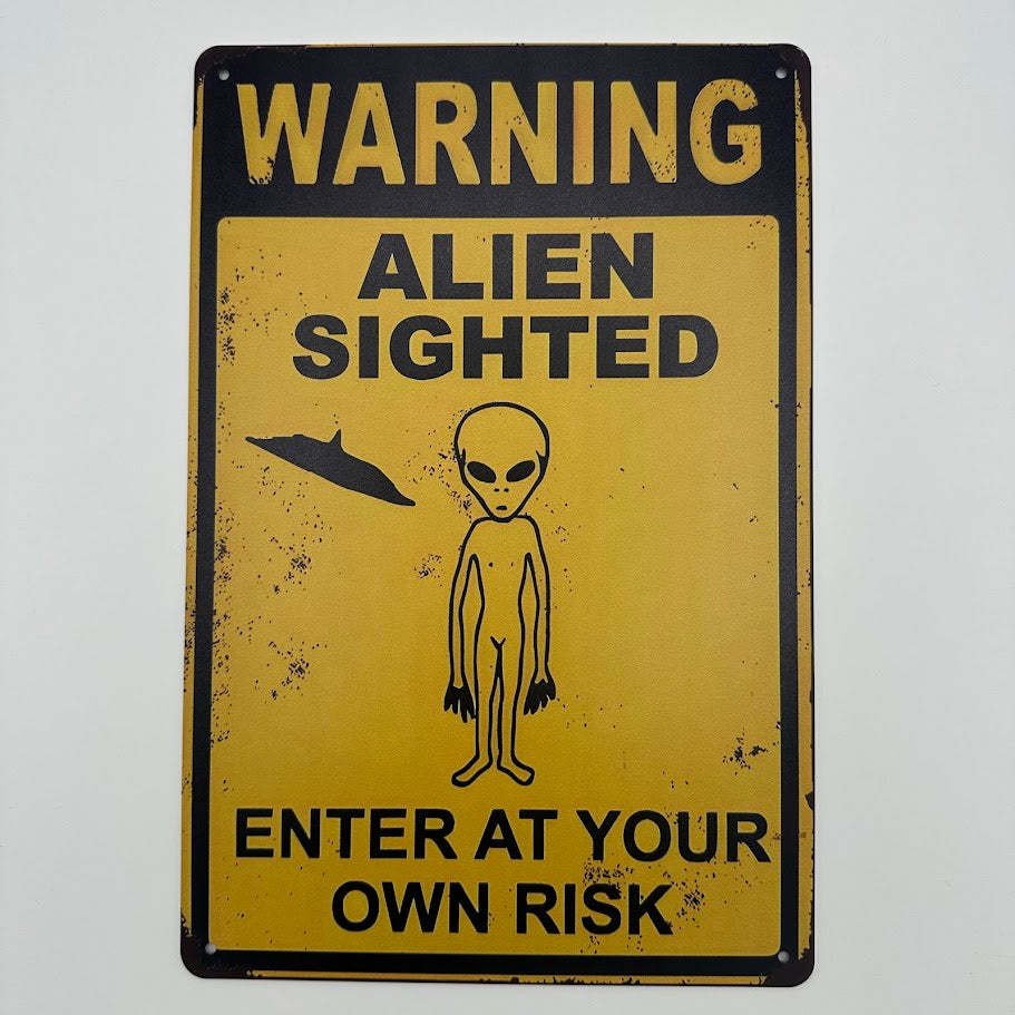 WARNING ALIEN ブリキ看板 エイリアンデザイン レトロ インテリア