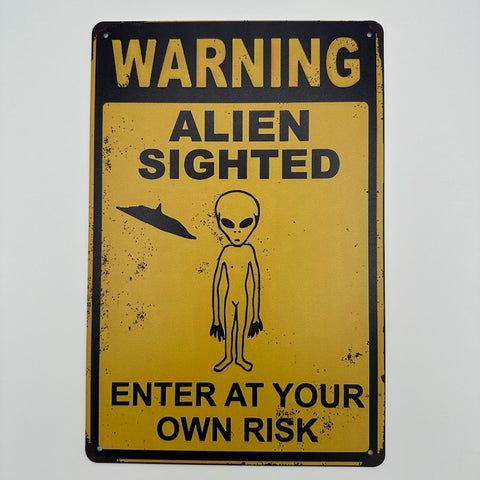 WARNING ALIEN ブリキ看板 エイリアンデザイン レトロ インテリア