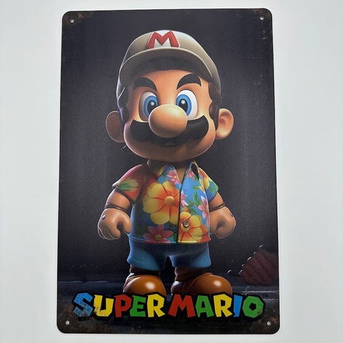 スーパーマリオ ブリキ看板 縦型 レトロ おしゃれ インテリア 壁飾り 雑貨 デコレーション