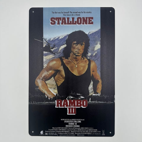 ランボー ブリキ看板 RAMBO III スタローン 映画 レトロ インテリア