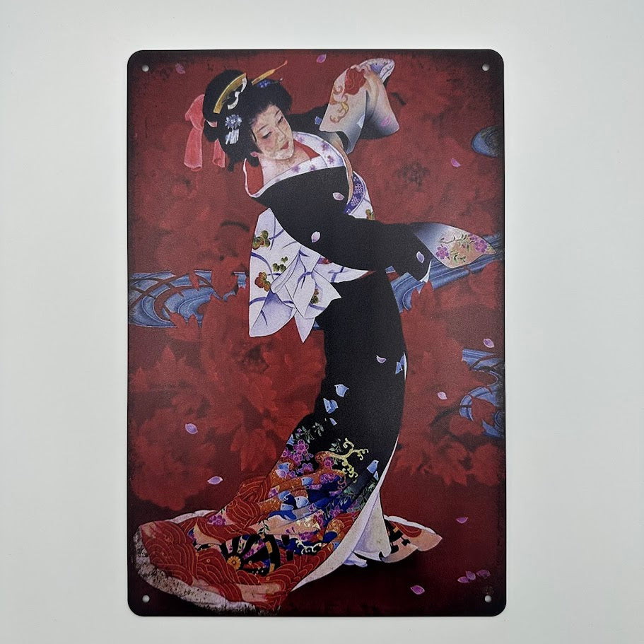 ブリキ看板 日本舞踊 美しい着物 レトロ インテリア 雑貨 ビンテージ 壁飾り おしゃれ