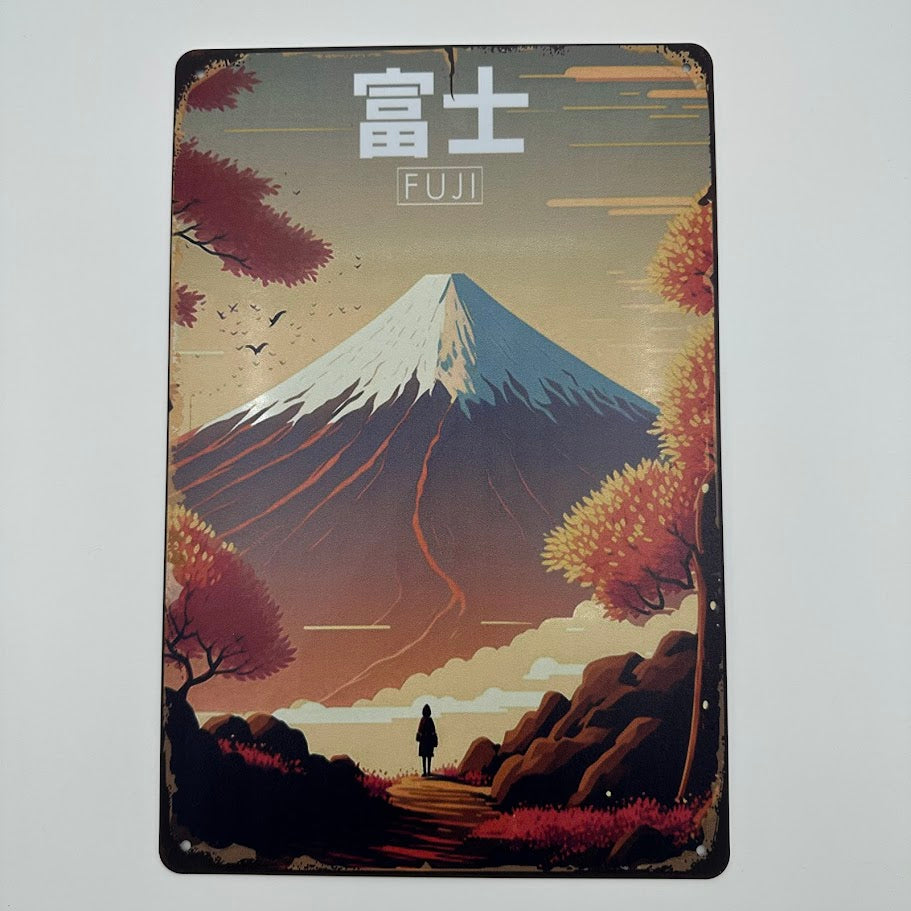 ブリキ看板 富士山 レトロ インテリア 和風デザイン 壁飾り おしゃれ