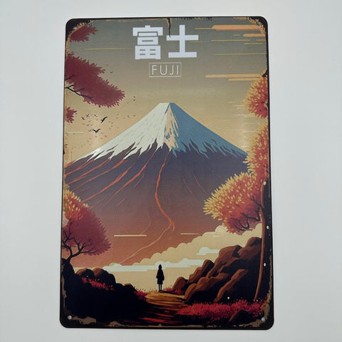 ブリキ看板 富士山 レトロ インテリア 和風デザイン 壁飾り おしゃれ
