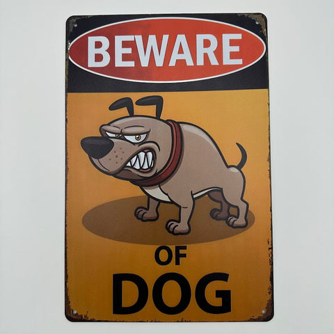 ブリキ看板 BEWARE OF DOG レトロ 警告デザイン インテリア 壁飾り おしゃれ
