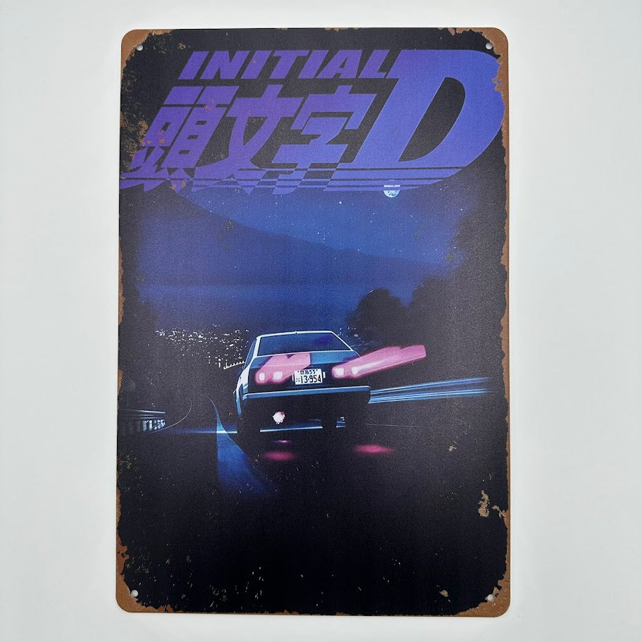 頭文字D Initial D ブリキ看板 レトロ インテリア 雑貨 デコレーション ビンテージ コレクション
