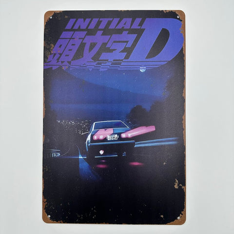 頭文字D Initial D ブリキ看板 レトロ インテリア 雑貨 デコレーション ビンテージ コレクション