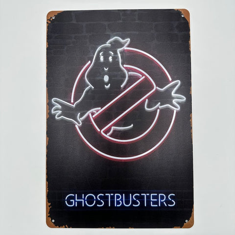 ゴーストバスターズ ブリキ看板 GHOSTBUSTERS ネオン風 ロゴ 映画 インテリア レトロ