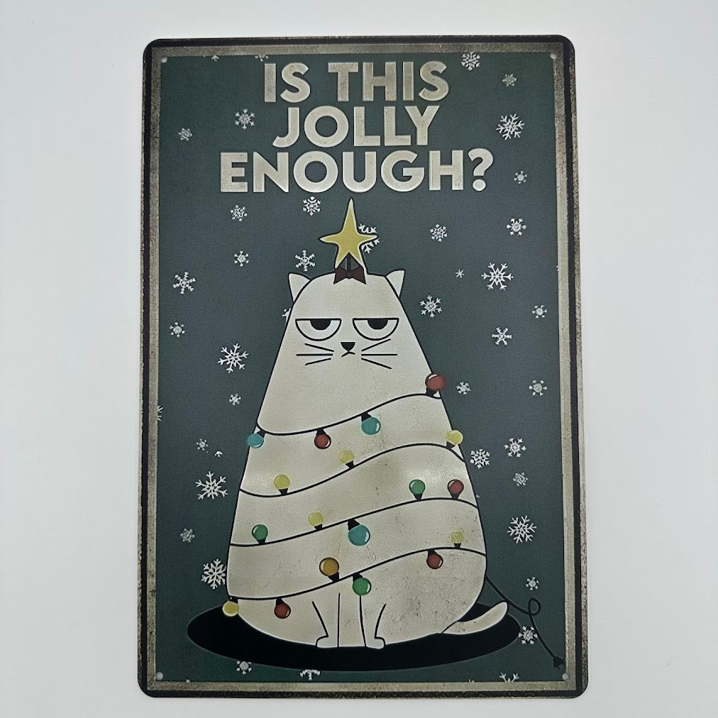 ブリキ看板 クリスマスキャット 猫 ユーモア インテリア 雑貨 壁飾り