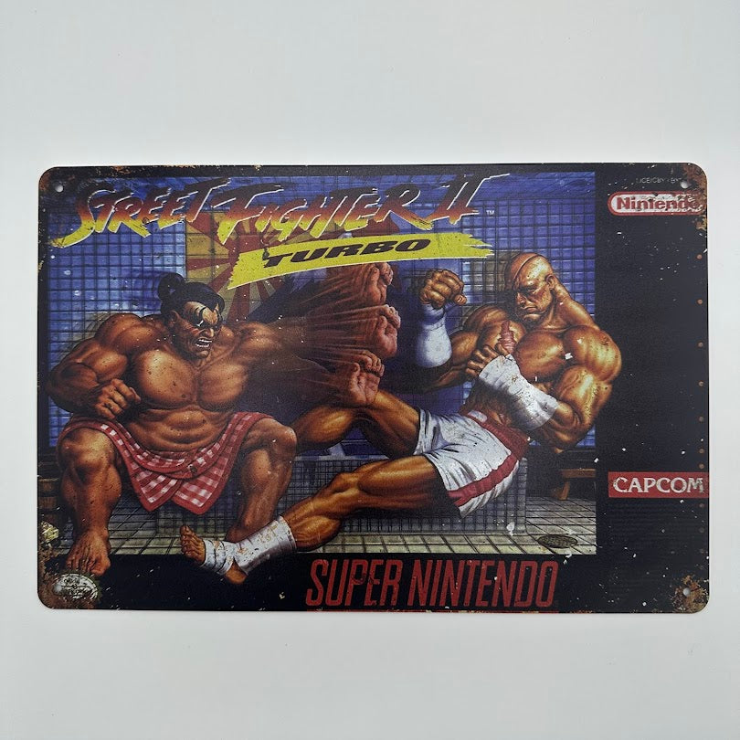 ブリキ看板 ストリートファイターII ターボ スーパーファミコン レトロ ゲーム CAPCOM