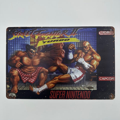 ブリキ看板 ストリートファイターII ターボ スーパーファミコン レトロ ゲーム CAPCOM