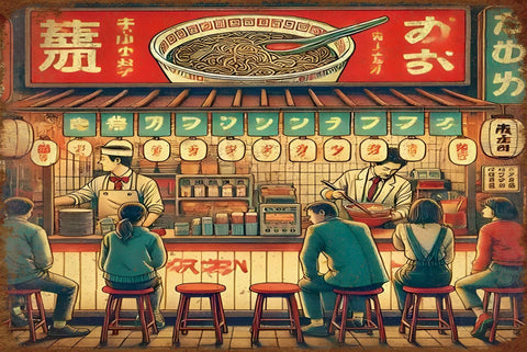 レトロ ラーメン屋 ブリキ看板 昭和 ノスタルジー 食堂 夜 カウンター 日本風 インテリア 壁飾り 雑貨