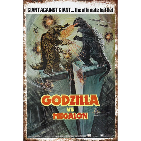 ゴジラ メガロ GODZILLA ブリキ看板 レトロ 映画 ポスター インテリア 雑貨