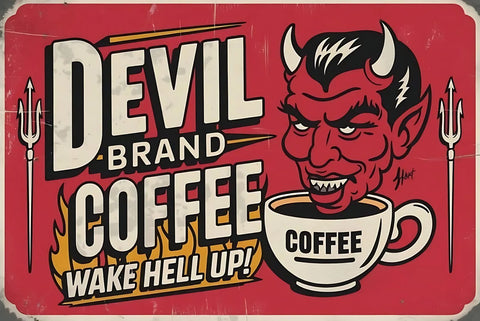 デビル コーヒー ブリキ看板 レトロ カフェ インテリア 雑貨 壁飾り