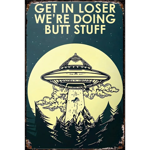 UFO 宇宙人 ジョーク ブリキ看板 レトロ ポップ インテリア 雑貨