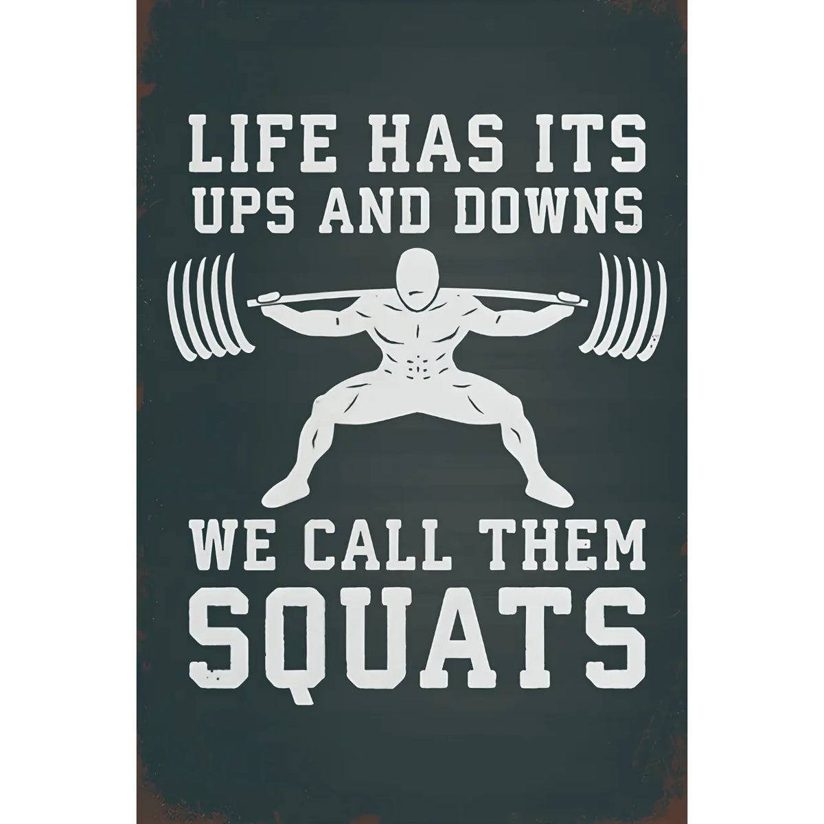 スクワット 筋トレ フィットネス 英字 モチベーション ブリキ看板 レトロ インテリア 雑貨