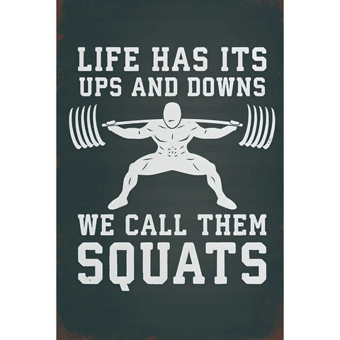 スクワット 筋トレ フィットネス 英字 モチベーション ブリキ看板 レトロ インテリア 雑貨