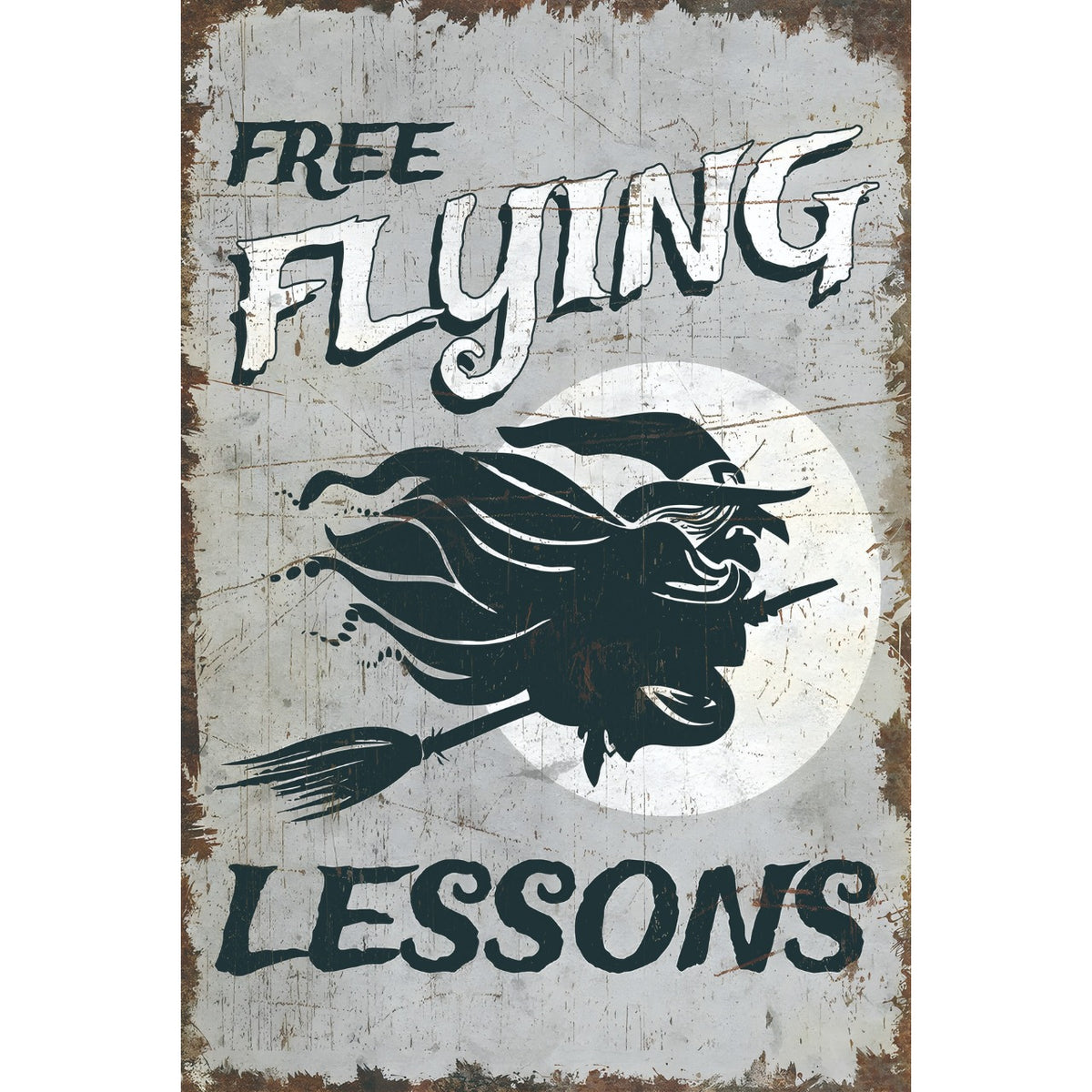FREE FLYING LESSONS 魔女 ブリキ看板 ハロウィン レトロ ヴィンテージ デコレーション