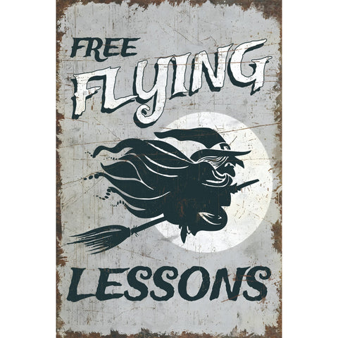 FREE FLYING LESSONS 魔女 ブリキ看板 ハロウィン レトロ ヴィンテージ デコレーション