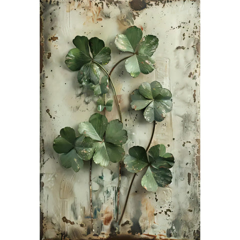四つ葉のクローバー ブリキ看板 アンティーク グリーン ボタニカル ナチュラル インテリア 壁飾り 雑貨