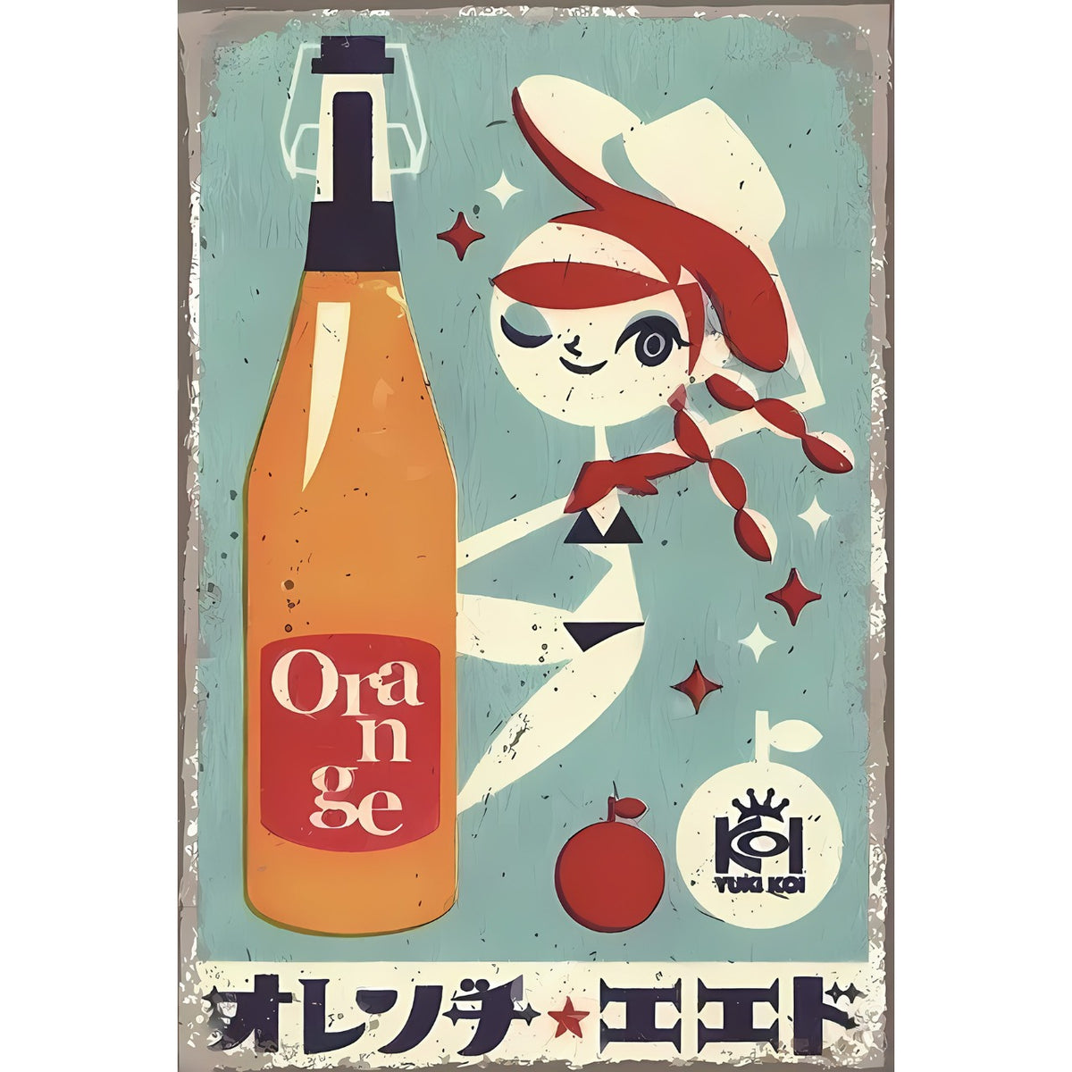 オレンヂコエエド ブリキ看板 昭和レトロ ジュース広告 ヴィンテージ風 インテリア雑貨