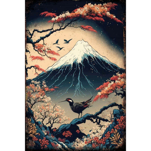 ブリキ看板 富士山 鶴 和風 レトロ インテリア