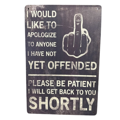 ユーモア 英語 看板 I Would Like To Apologize ブリキ看板 ヴィンテージ ストリート ガレージ インテリア