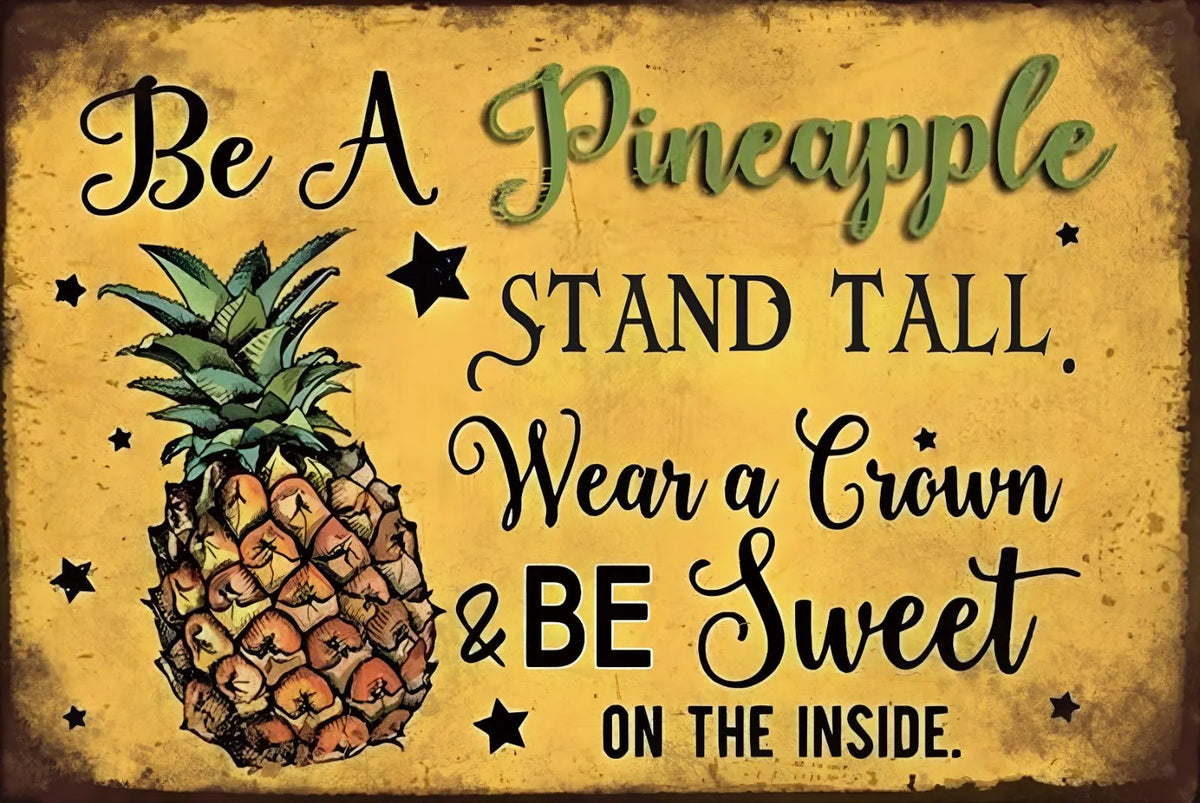 パイナップル ブリキ看板 フルーツ 英語 メッセージ レトロ インテリア 雑貨