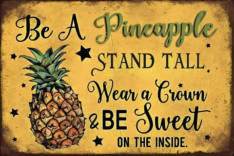 パイナップル ブリキ看板 フルーツ 英語 メッセージ レトロ インテリア 雑貨