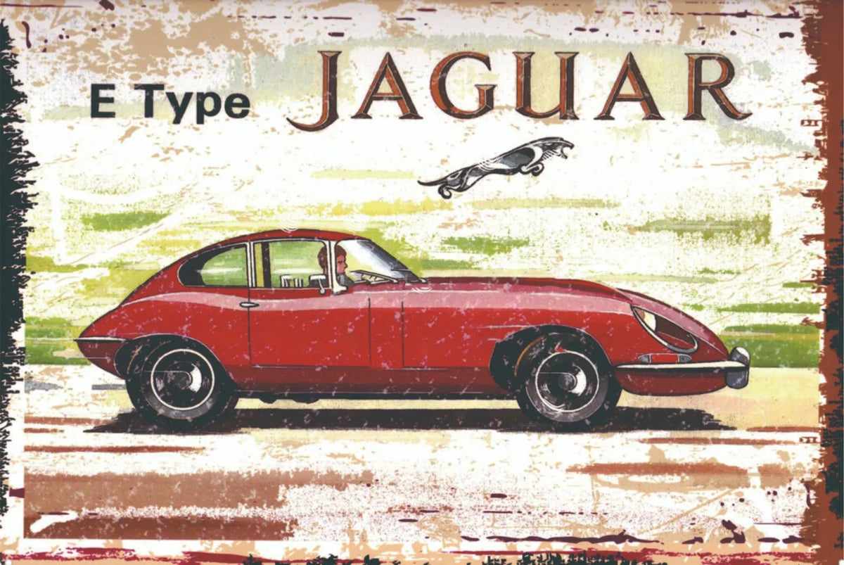 ジャガー Jaguar E-Type クラシックカー ビンテージ レトロ ブリキ看板 インテリア 雑貨