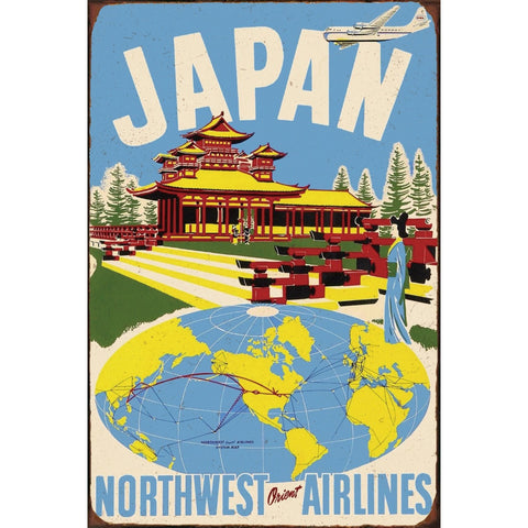 ブリキ看板 レトロ 日本 JAPAN 航空会社 ポスター ヴィンテージ アンティーク 壁飾り インテリア 雑貨