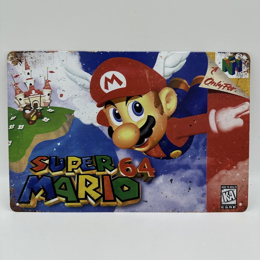 【レア】 マリオ像 任天堂エンターテインメント看板 スーパーマリオ64 ブリキ看板 レトロゲーム 任天堂 インテリア