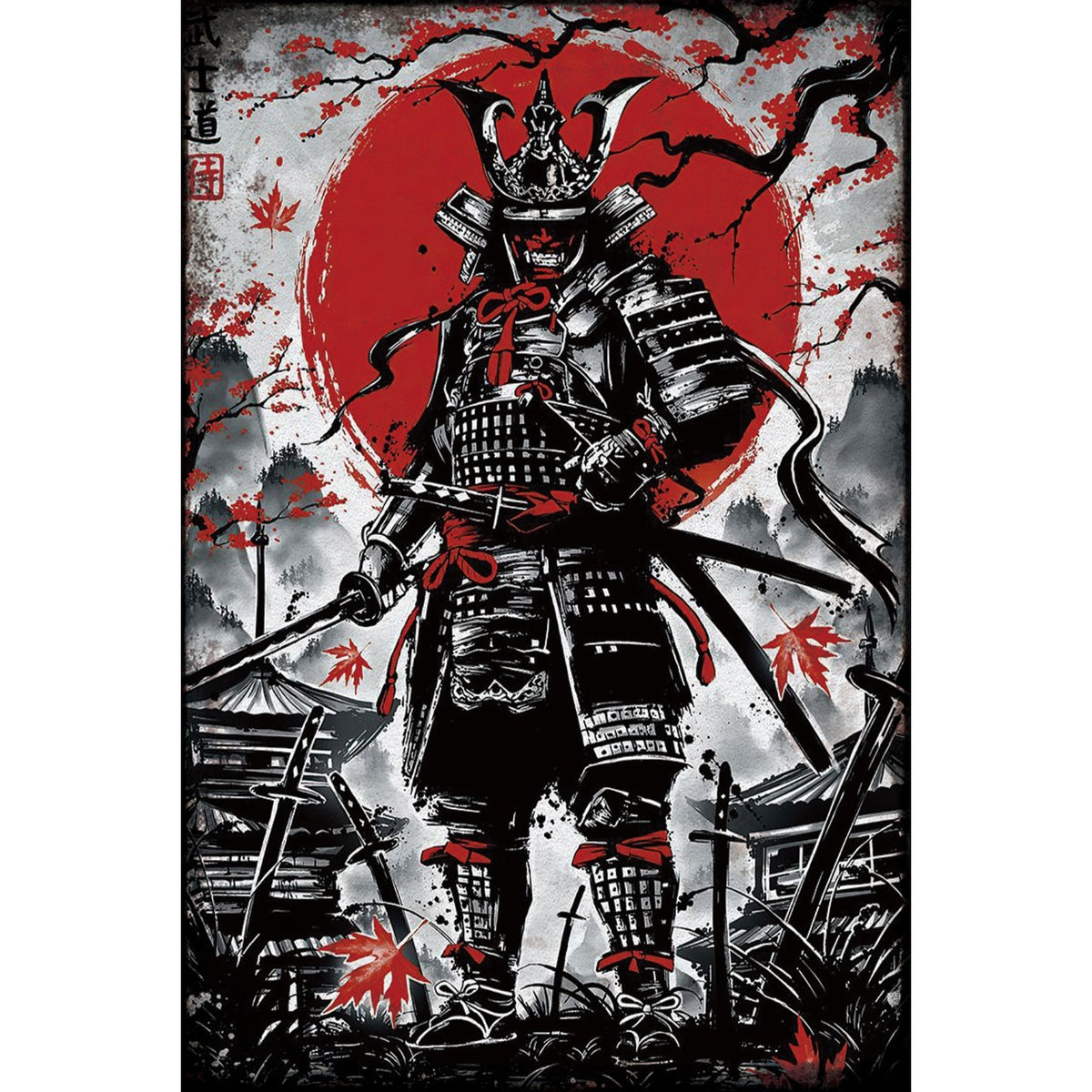 SAMURAI 武士 ブリキ看板 日本デザイン 武道 刀 戦国アート
