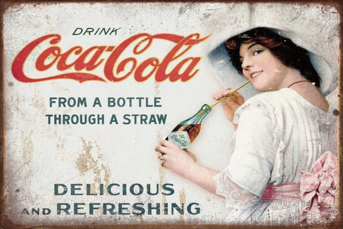 コカコーラ Coca-Cola ブリキ看板 レトロ ビンテージ ガール インテリア 雑貨